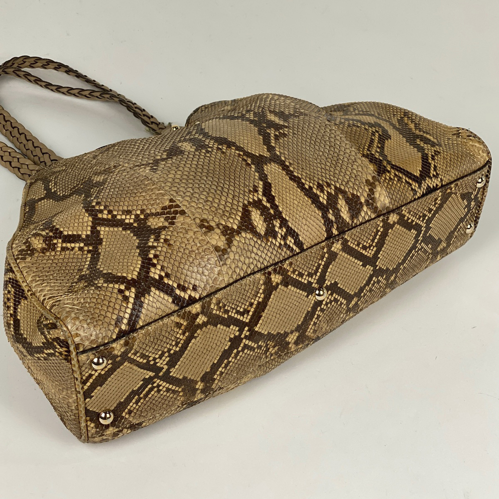 Gucci Bag Tan Tote Bamboo Pattern Python Python - image 1